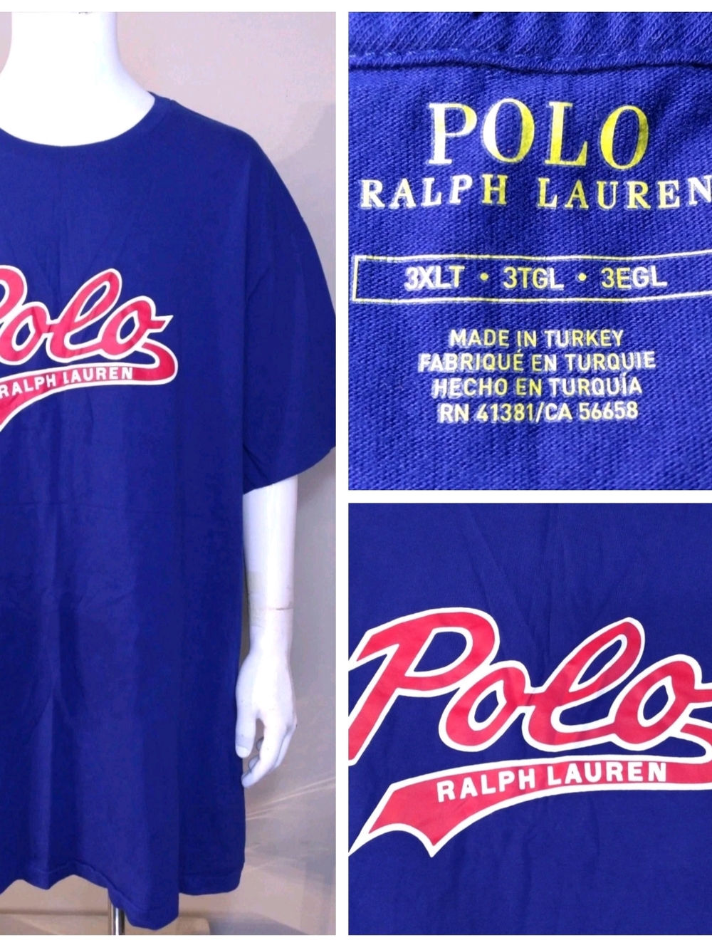 POLO RALPH LAUREN T Shirt 3XLT CURSIVE SPELLOUT Graphic Tee XXXL 3XL BIG & TALL
